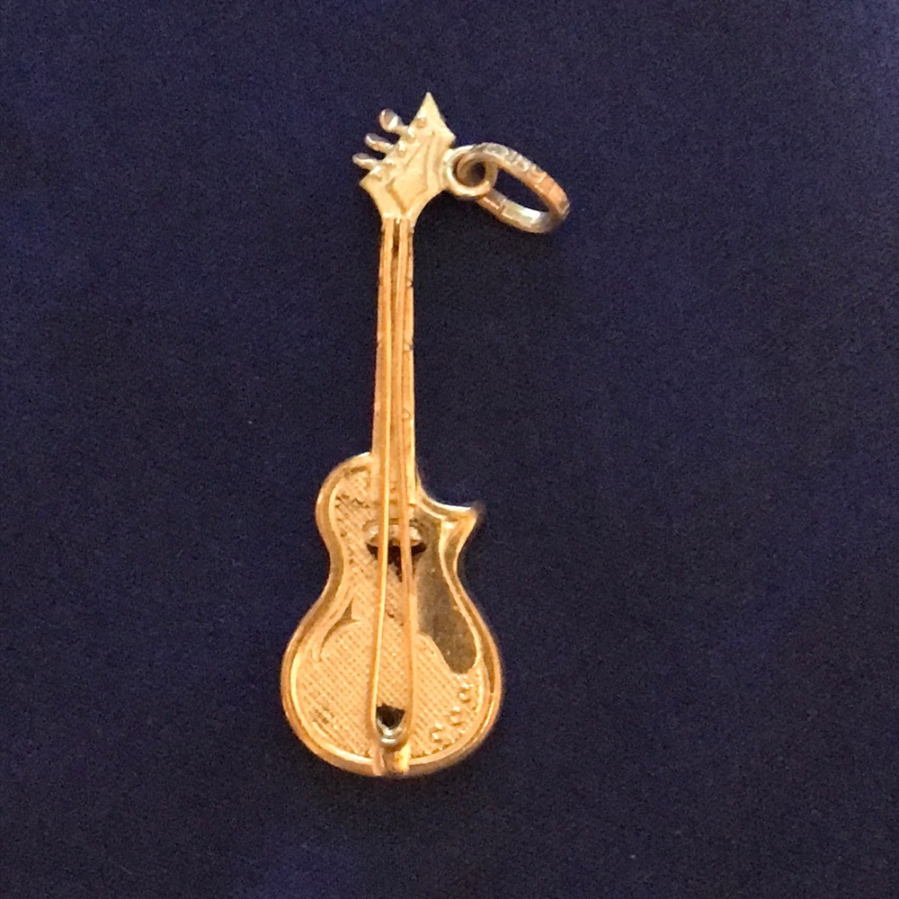 Vintage Sterling Silver Guitar Charm 1.5”